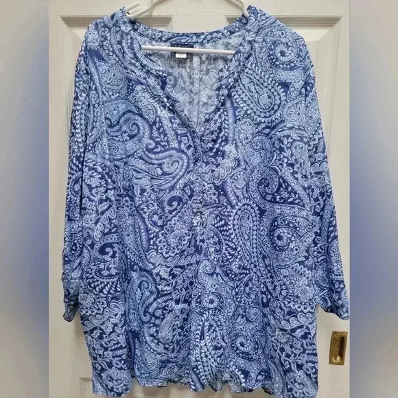 Half Button Up Blouse - Picture 1 of 4